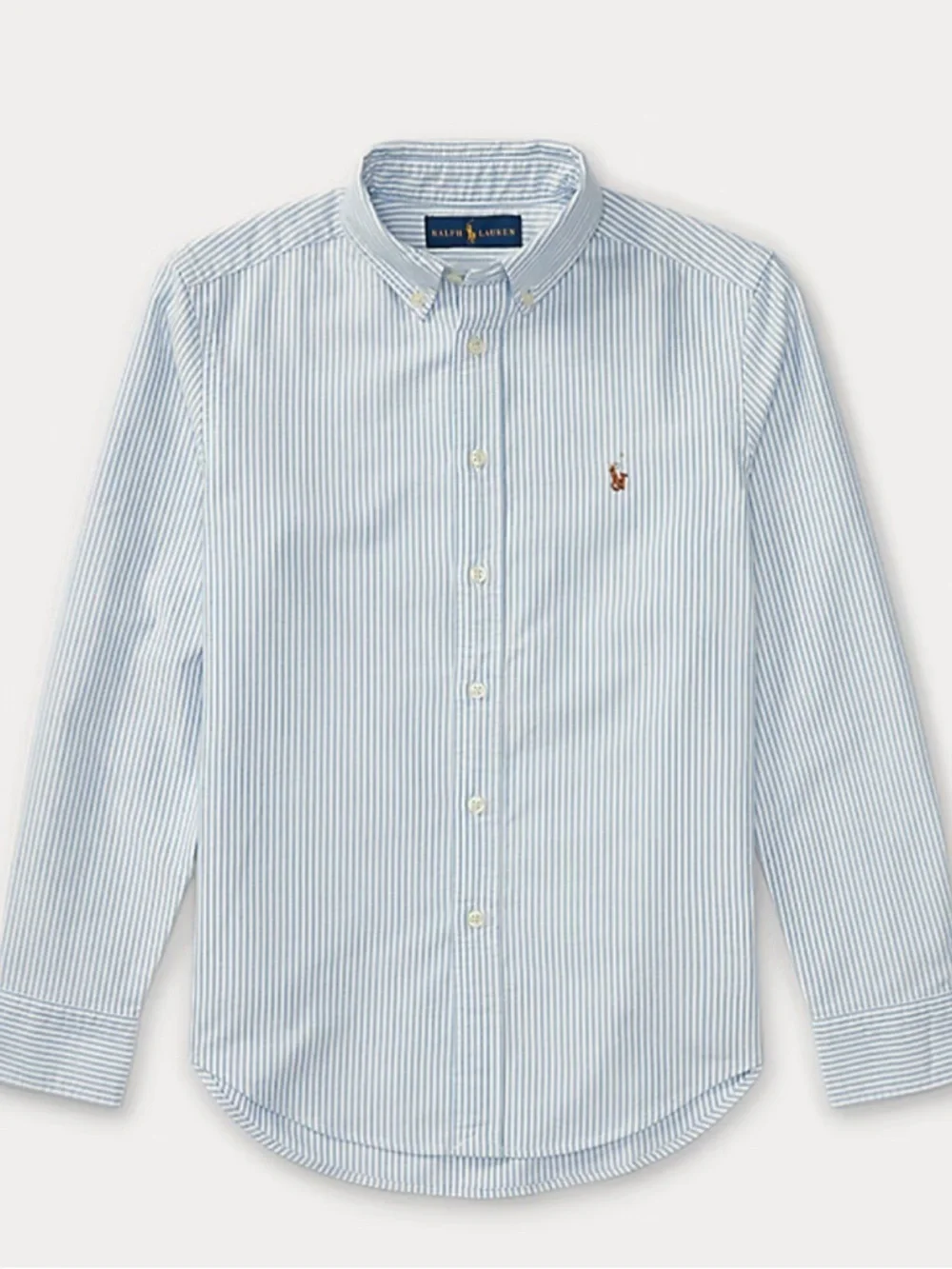 Polo by Ralph Lauren Light Blue and White Striped Button-Down Shirt